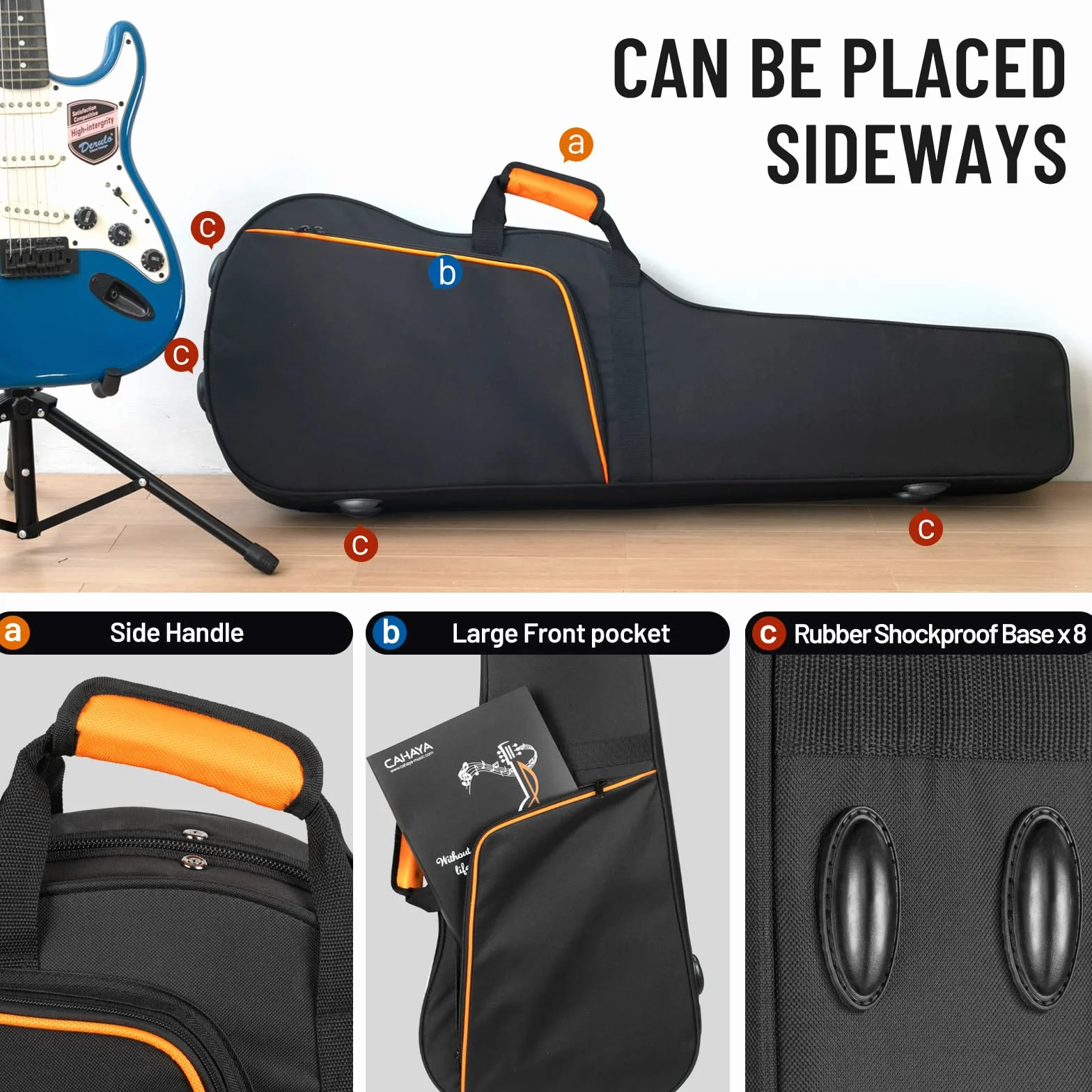 CAHAYA E-Gitarren-Koffer Hardshell 25 mm Dicke Polsterung Wasserdichtes PU-Design Einfache Reinigung, geeignet für 40 Zoll E-Gitarre CY0300