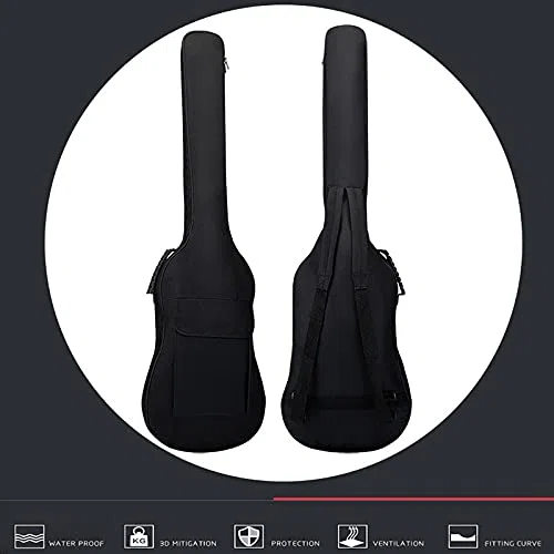 Elektrische Tasche für Bassgitarre, gepolsterte Transporttasche, weiche Tasche, 5 mm Polsterung, leicht und wasserdicht, Schwarz