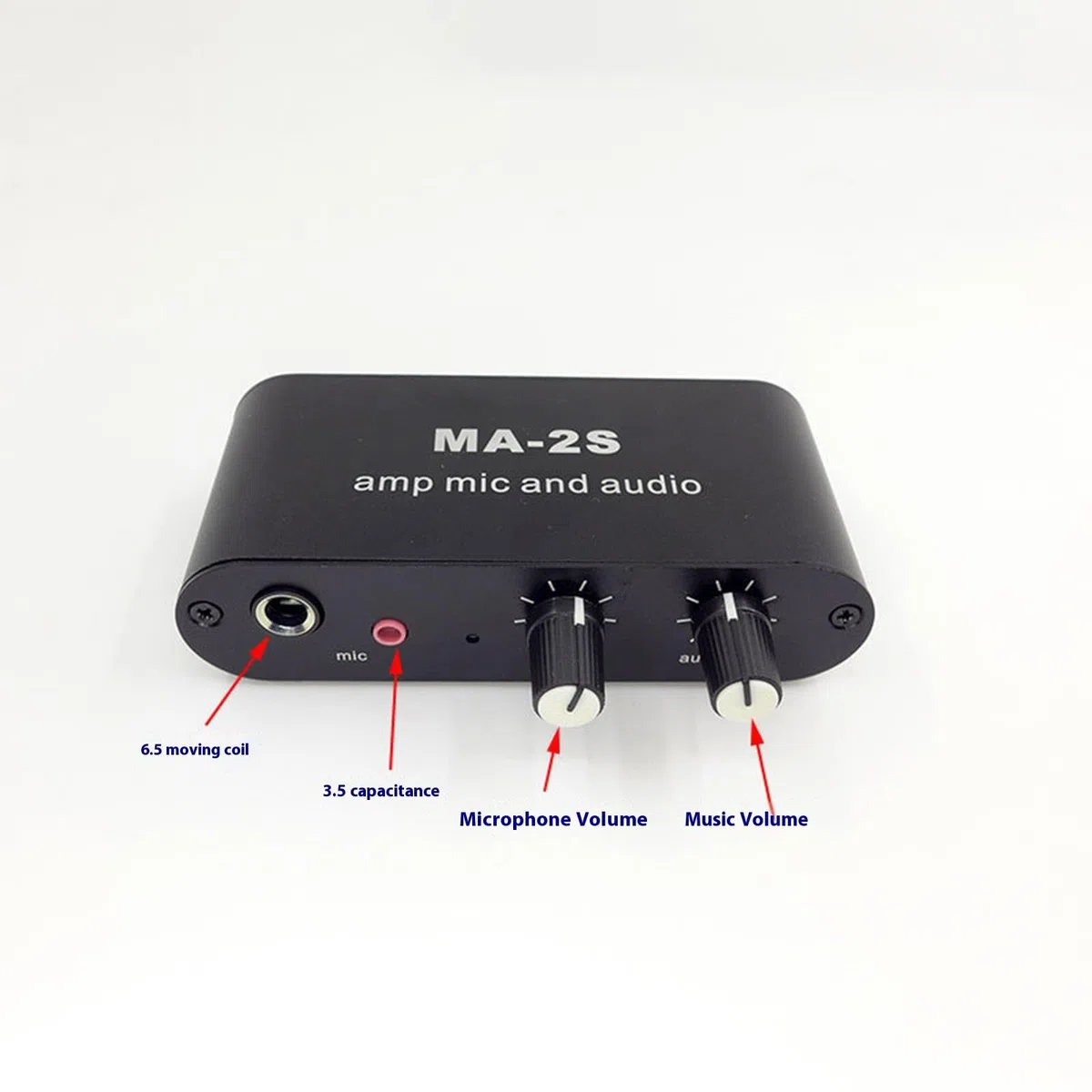 Hochgewinnter 75 Fach Dynamisches Mikrofonverstärker Kleines Design MA2S Preamp Unterstützt 6 5 Mm 3 5 Mm Eingangskompatibilität