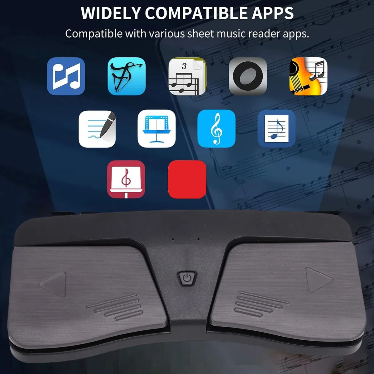 VBESTLIFE Kabelloses Bluetooth-Seitenwender-Pedal mit Ergonomischem Design, Tragbarer Musik-Seitenwender mit Rutschfester Unterlage für Tablets, Android-OS-X-Telefone