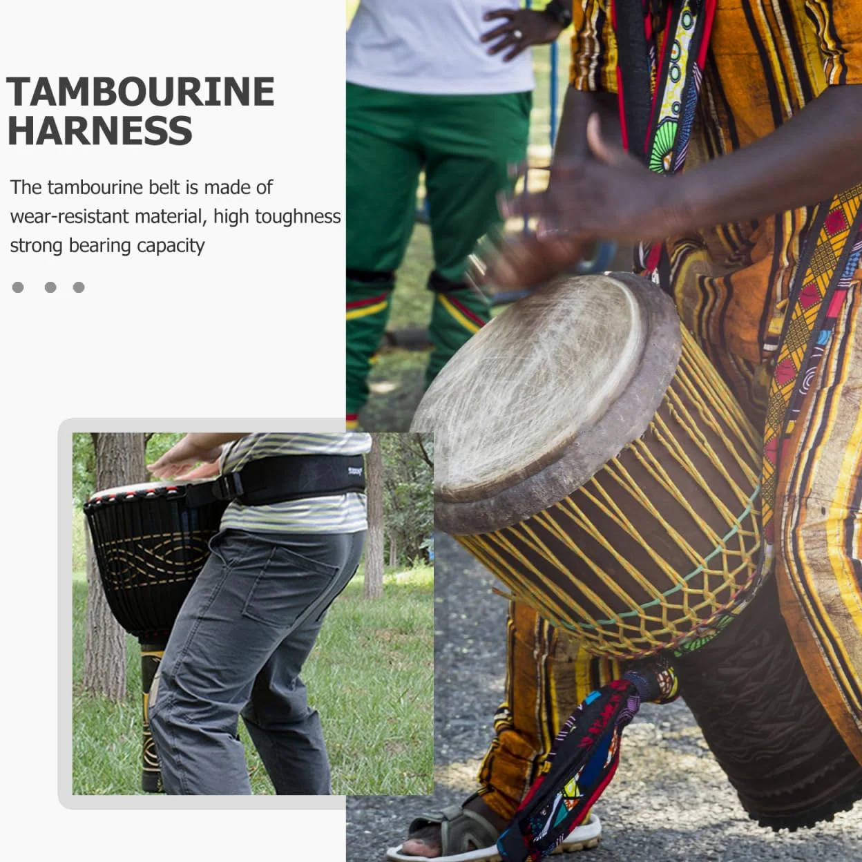 Supvox Trommelgurt für Snaredrum und Djembe, Verstellbarer Tragegurt mit Metallhaken, Bequemer Snaredrum-Gurt für Marschtrommel und Handtrommel, Schwarz