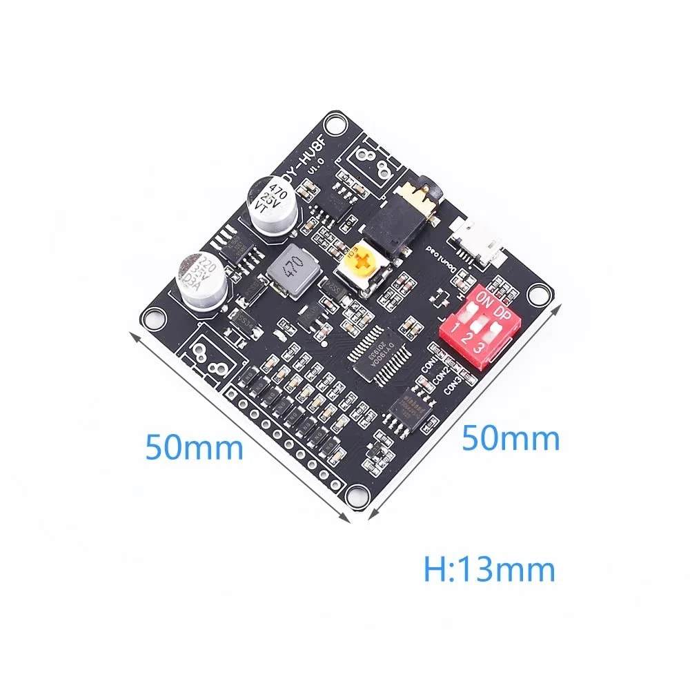Soundmodul, DY-HV8F 12V / 24V Sprach Wiedergabe Modul, Eins-zu-Eins-Trigger-Steuerung der seriellen Schnittstelle Wiedergabe, 8 M FLASH Mono, 20 W, 8 Ohm, MP3, WAV, UART-Controller
