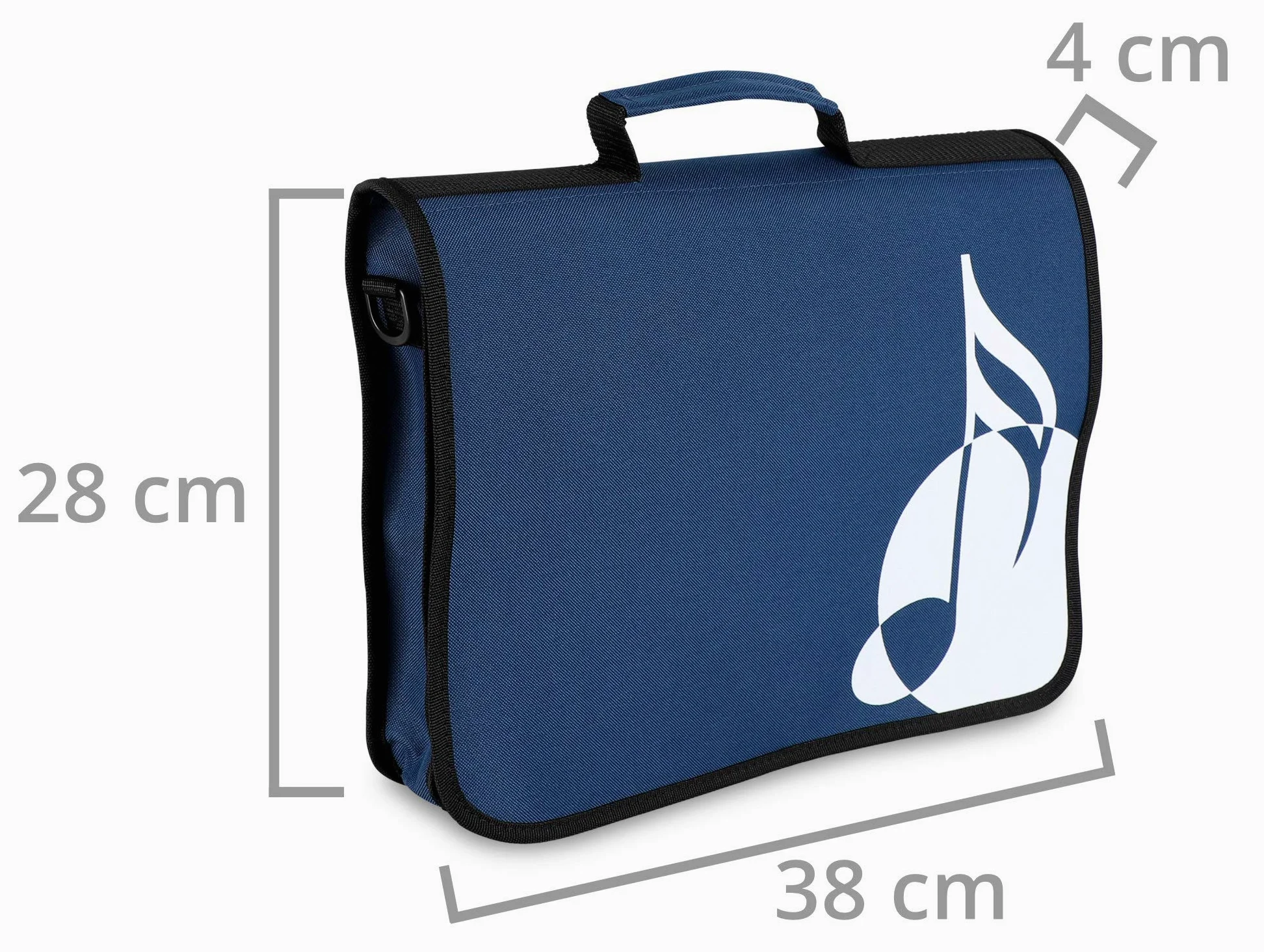 Classic Cantabile Notentasche - Tasche für Musikunterricht und Musikalische Früherziehung - Für Noten im DIN- und US-Format - Schultergurt - Innenfächer für Utensilien - Musik-Design - blau