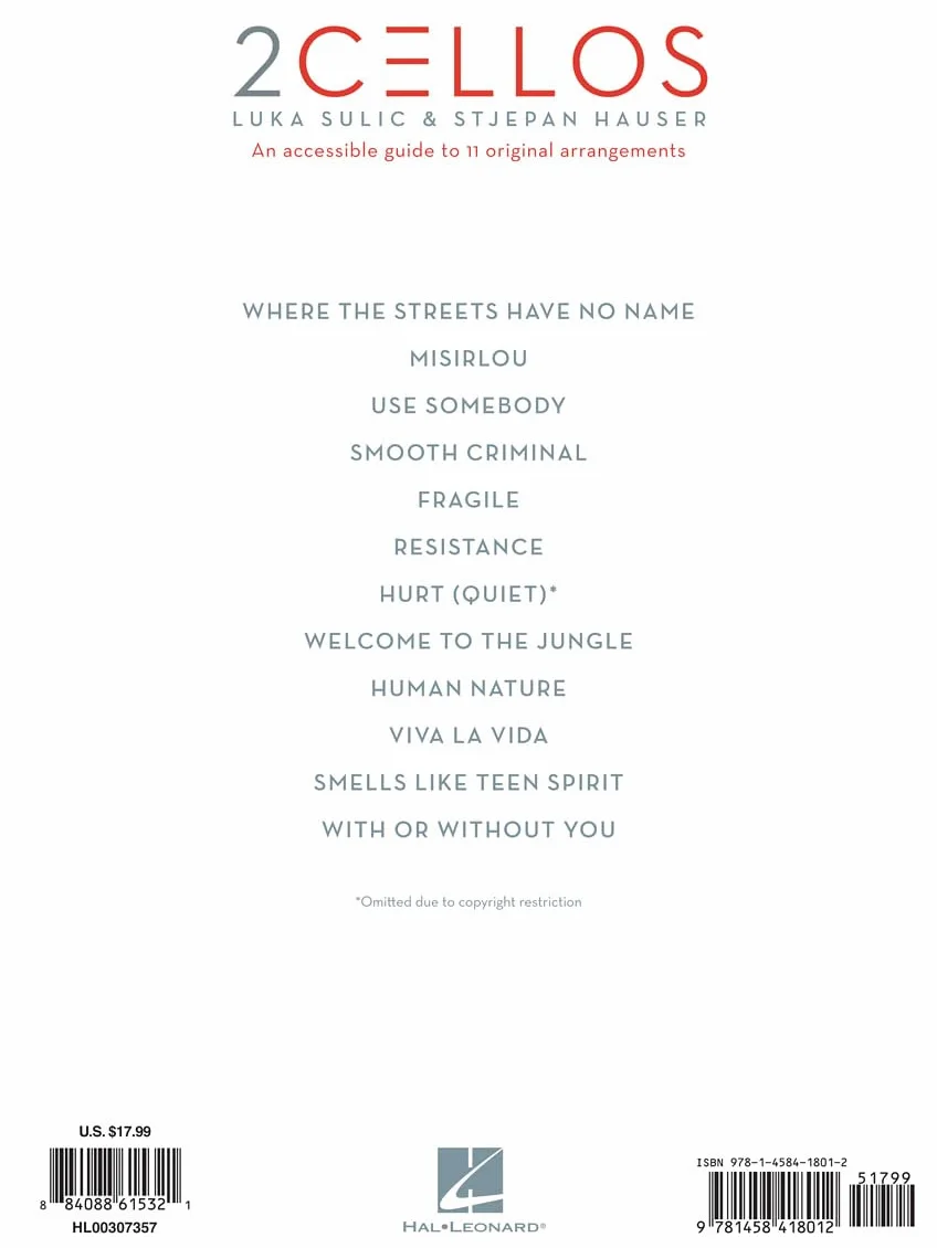 2Cellos: Luka Sulic & Stjepan Hauser ═ Revised Ed..: An Accessible Guide to 11 Original Arrangements for Two Cellos (VIOLONCELLE)