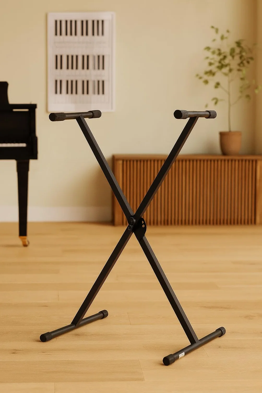 GEWA Keyboardständer - Zusammenlegbar - Stahlrohr - Höhenverstellbar 68-92 cm - Max. Belastung 18 kg - Gewicht: 2,96 kg - Farbe: Schwarz