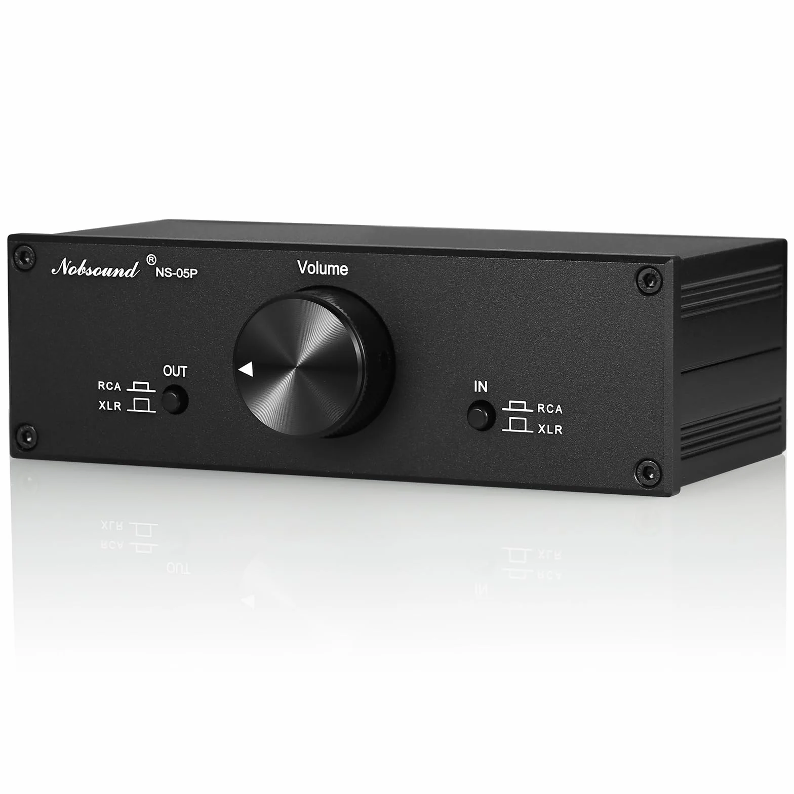 Nobsound Mini Fully-Balanced/Single-Ended Passive Preamp; Hi-Fi Pre-Amplifier; XLR/RCA Volume Controller for Active Monitor Speakers (Black)