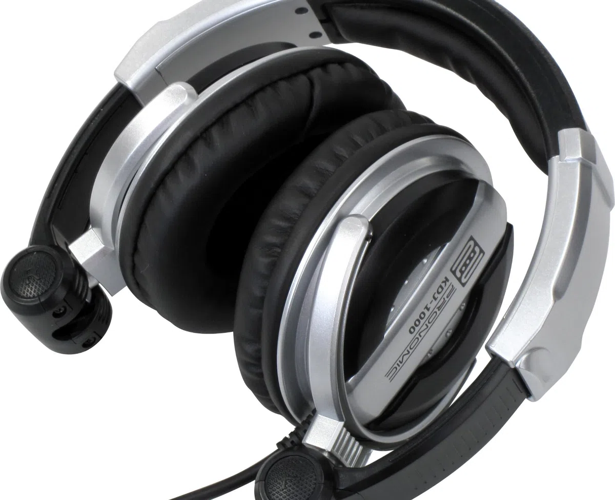 Pronomic KDJ-1000 DJ-Kopfhörer - Außenschallisolierung dynamischer Kopfhörer - kabelgebundener Studio-Kopfhörer (107 db SPL, 3,5 m Kabel, Verstellbarer Kopfbügel, inkl. Adapter) - Silber/schwarz