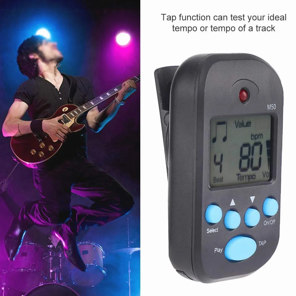 Tragbares digitales LCD Metronom Clip On Beat Tempo Metronom für Musikinstrumentenzubehör, Regler