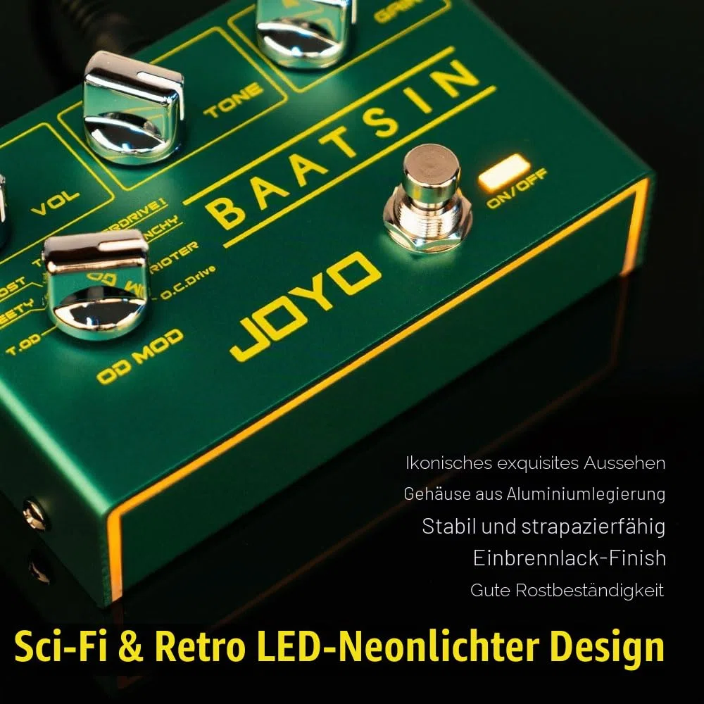 JOYO Pure Analog Overdrive und Distortion Multieffektpedal R Series mit 8 OD/DS Sounds für E-Gitarre (Baatsin R-11)
