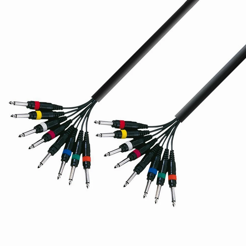 Adam Hall 3 Star Serie Instrumentenkabel (8 x 6,3 mm Mono-Klinke auf 8 x 6,3 mm Mono-Klinke), 5 m