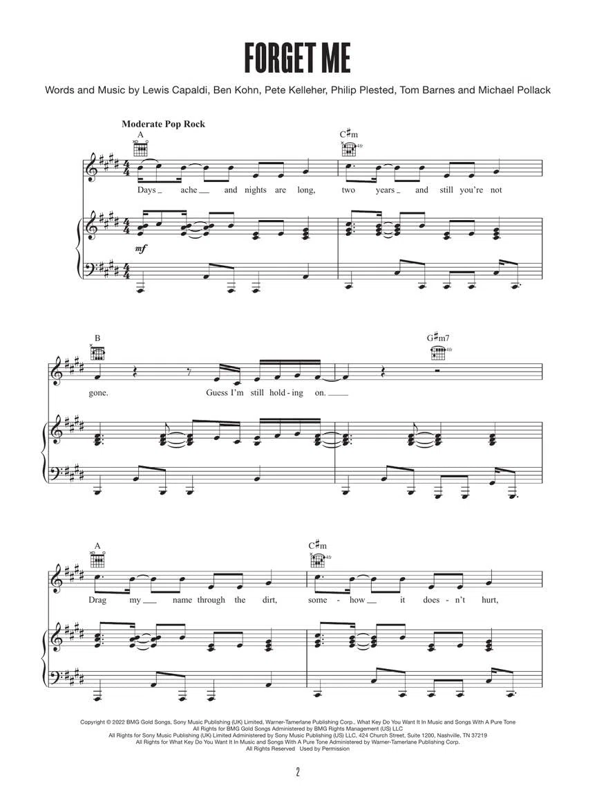 Broken by Desire to Be Heavenly Sent: Piano / Vocal / Guitar (Lewis Capaldi)