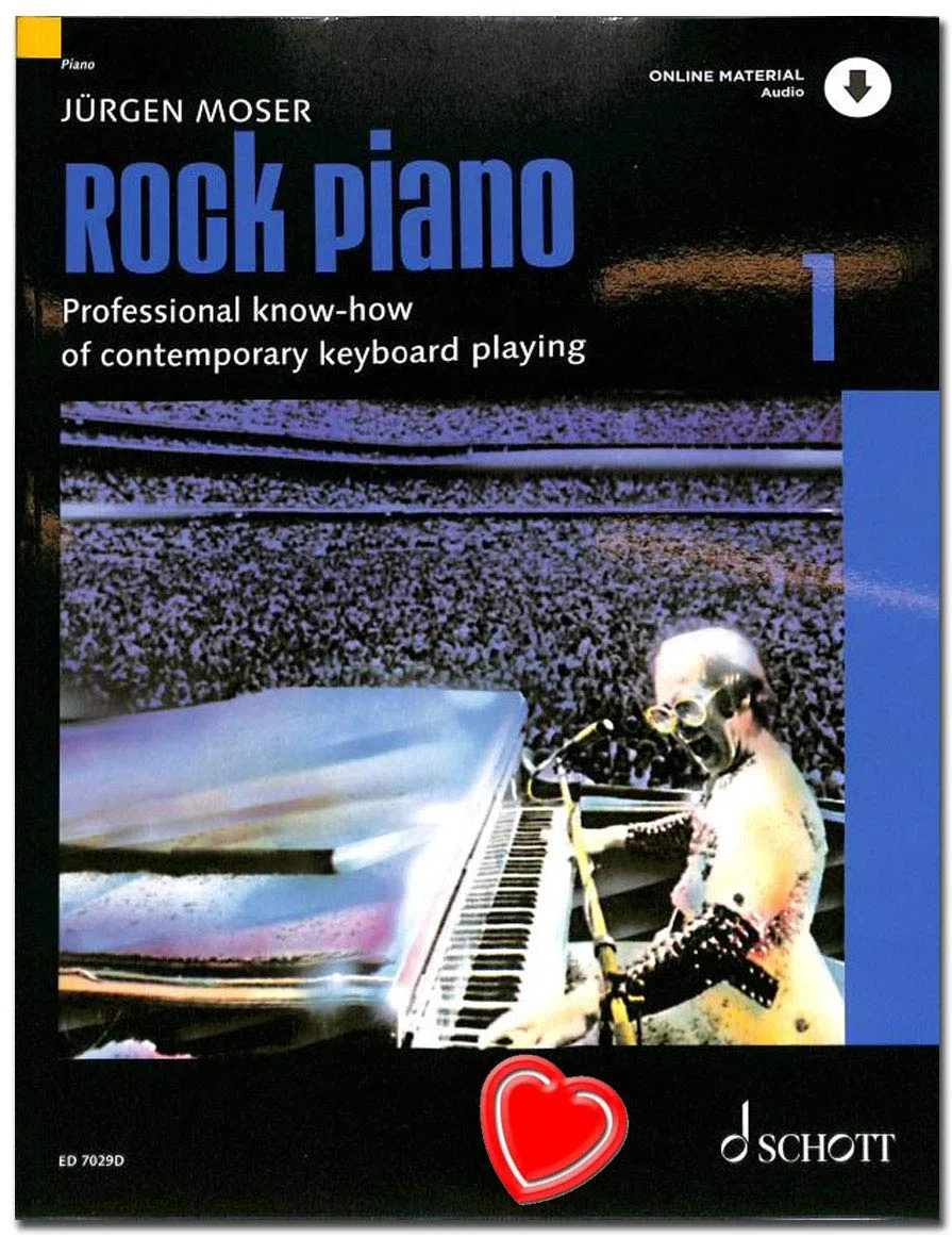 Rock Piano Bande 1 de Jürgen Moser - Bases du clavier de jeu dans le Pop et Rock - professionnelle avec et coloré Cœur Note Pince