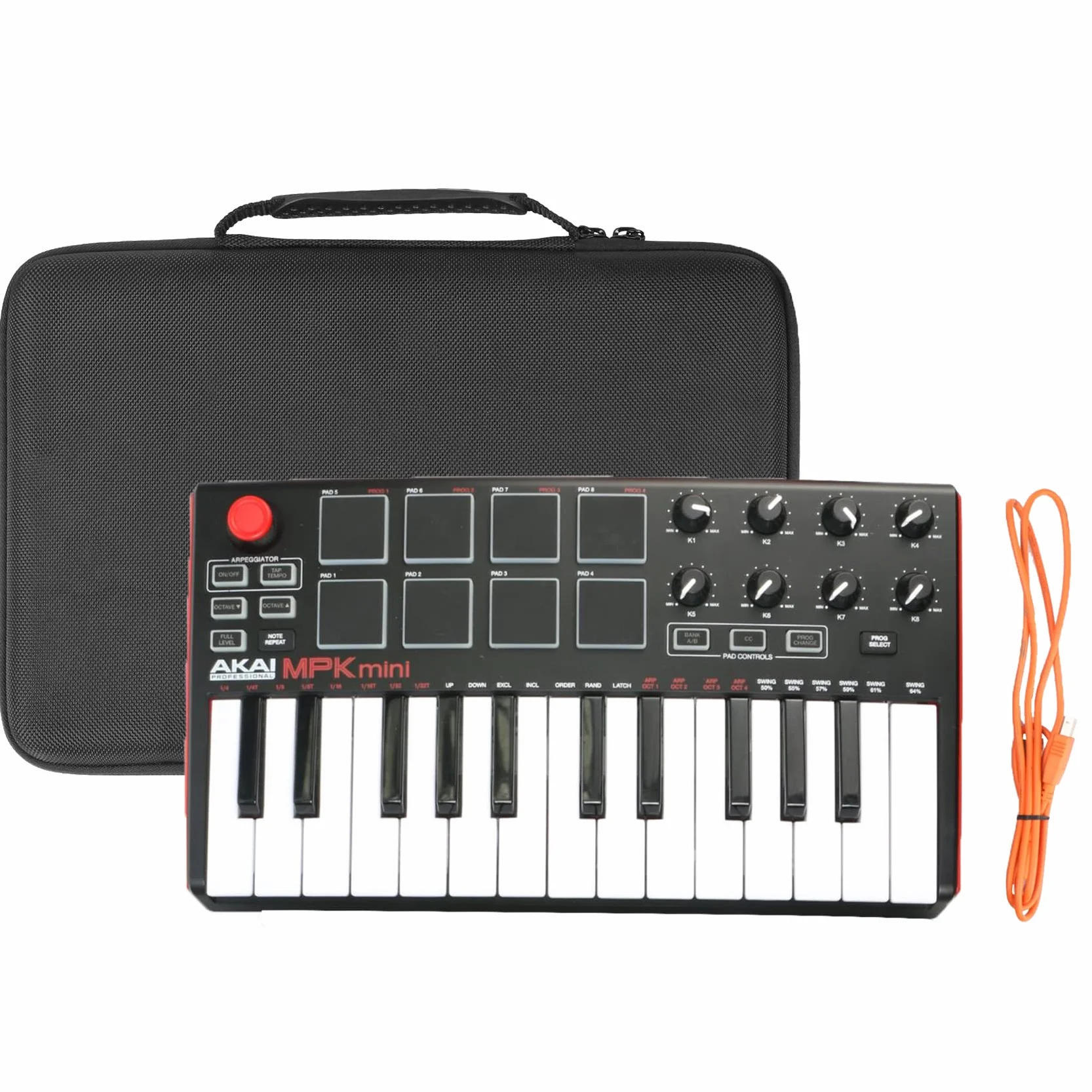 Khanka Tragetasche Hülle für AKAI Professional MPK Mini MK3/ MKII MK2/Mini Play Portables 25 Tasten USB MIDI Keyboard Etui Case.(mit weichem Schaum)