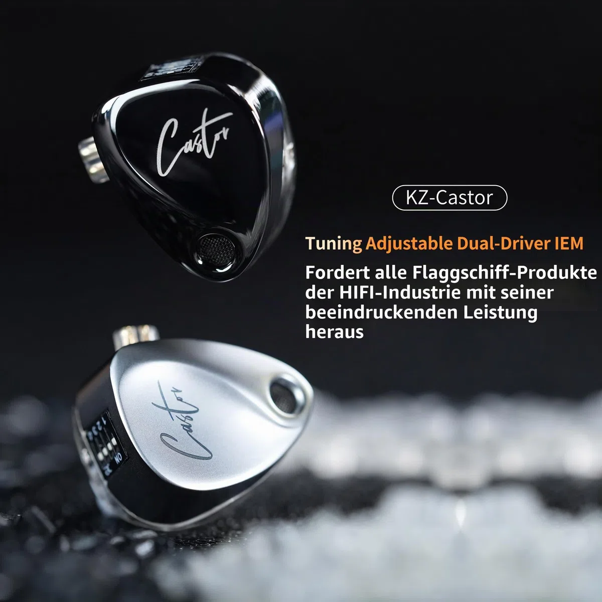 KZ Castor Bass Edition IEM mit zwei dynamischen Treibern, abstimmbarer Sound, kabelgebundene Kopfhörer, Gaming-Ohrhörer mit 4-stufigem Einstellschalter, geräuschisolierend