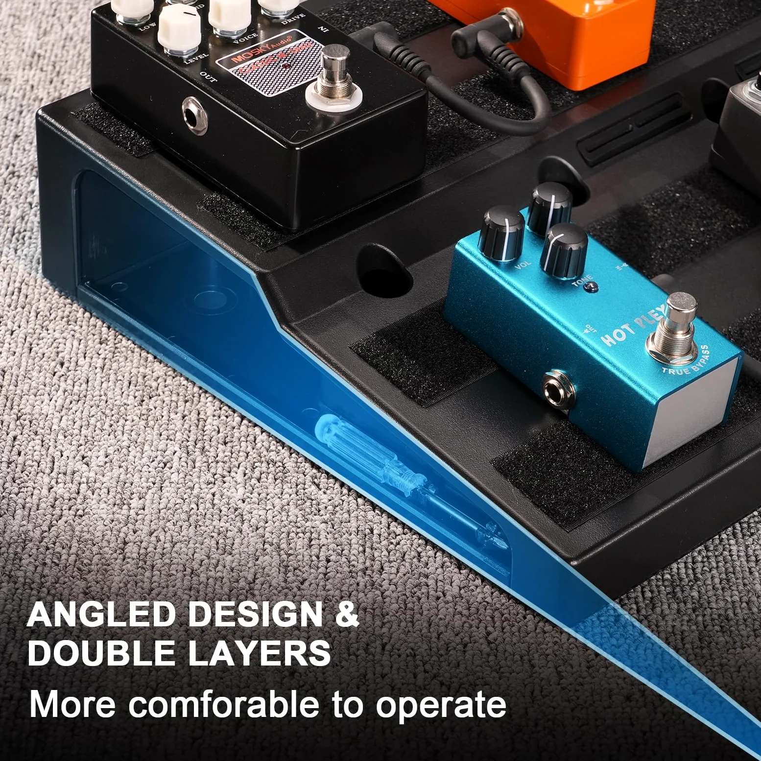 LEKATO Gitarren-Pedalboard, Gitarre Effekt Board 19,7"x10"x2,4", Große Effektplatte mit Tasche, Robustes Tragbares Pedalboard für Musiker, Gitarristen, Bands