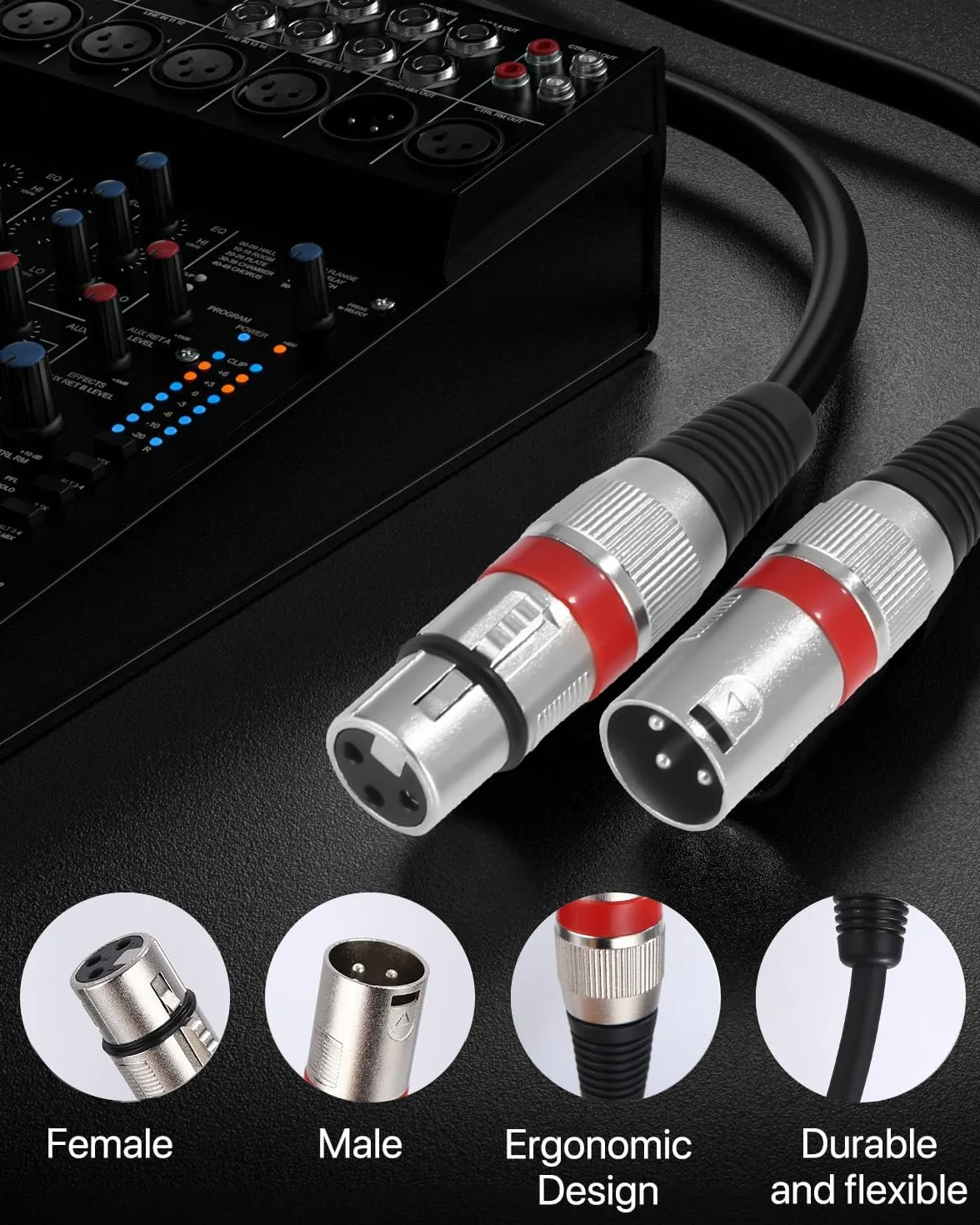PERMUST 2 Pack XLR Kabel 10M Symmetrisches Mikrofonkabel, XLR-Stecker auf Buchse, Verlängerungskabel für Studio-Recorder, Mikrofon, Mixer, Lautsprechersystem,
