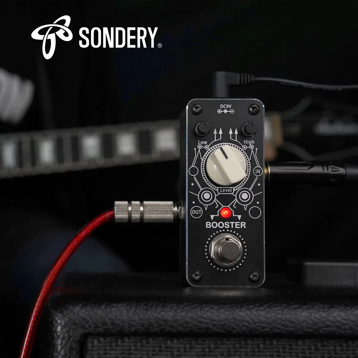 Sondery Booster Gitarren effektpedal, boost pedal True Bypass, mehr oder weniger 14dB Wechsel für Frequenzen unter 250Hz oder höher 1KHz