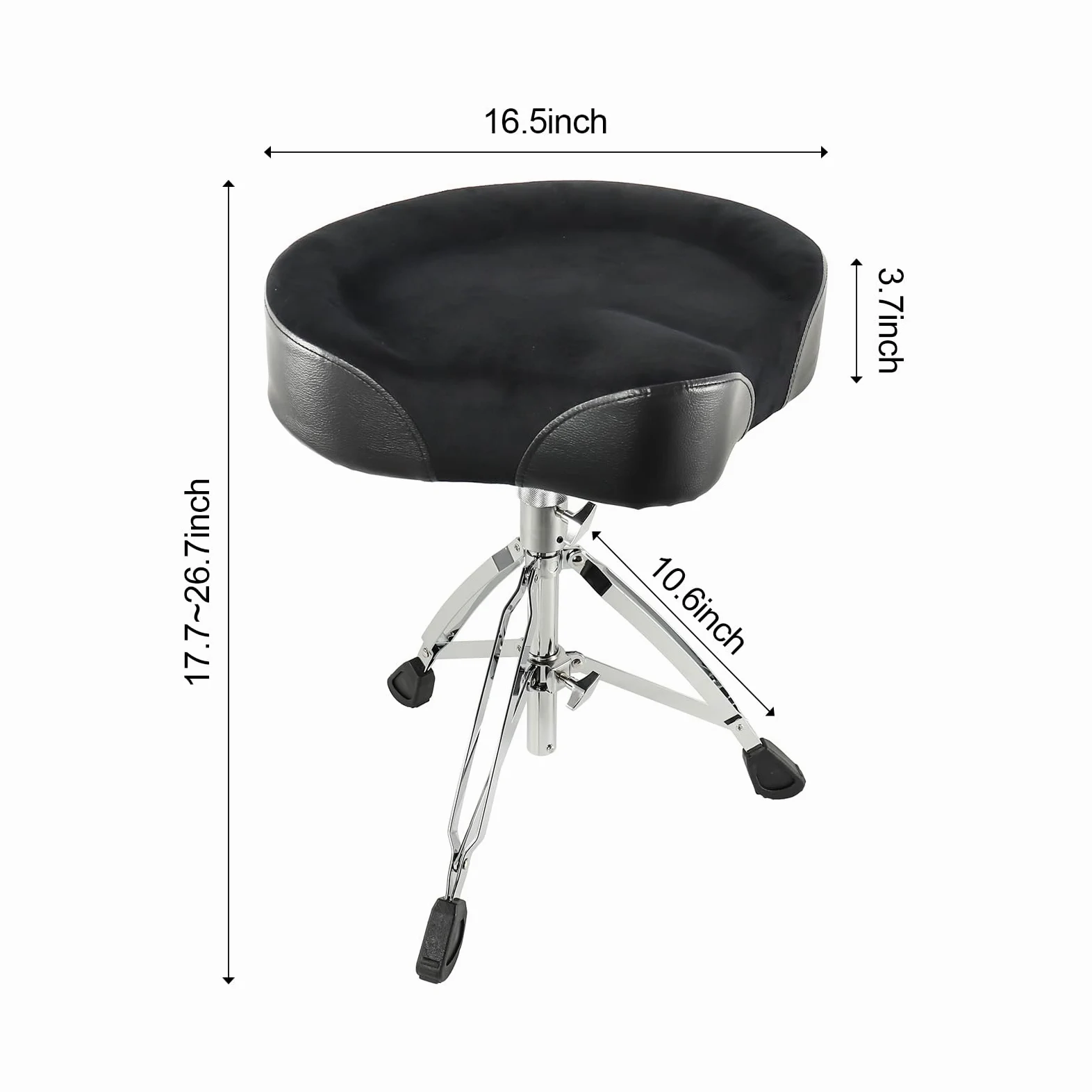 Schlagzeughocker, höhenverstellbarer gepolsterter Schlagzeughocker(45-68cm), Schwenkbarer und Stabiler Drummersitz für Schlagzeug und Gitarre.