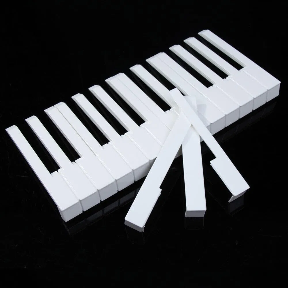 Weiß-schwarze Klaviertasten, Klaviertasten-Set, Ersatz-Tuning-Reparatur-Komplett-Set mit Vorderseite für universellen Klavier-Ersatz zum Selbermachen (52 weiße Tasten), 1178924852