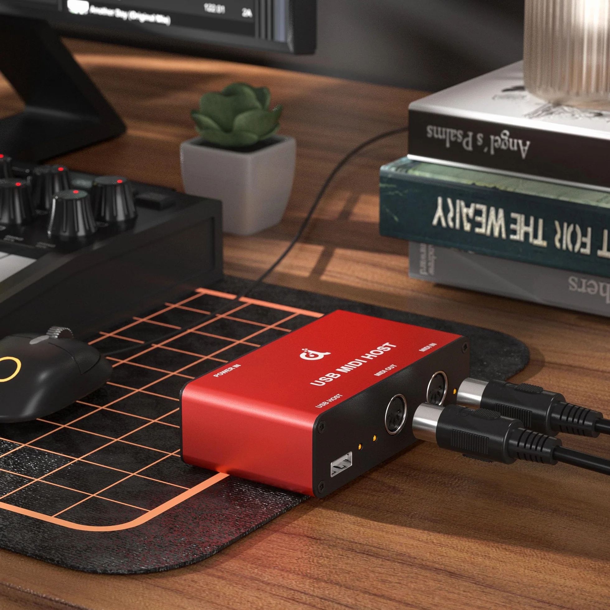 DigitalLife BridgeCore-Serie | Eigenständige USB-MIDI-Host-Bridge-Box, 1-in/1-Out, 5-PIN DIN-Anschluss, LED, Metall – für Einsteiger, Studiomusiker und Live-Performer 【Rot, Gebraucht – Neuwertig】