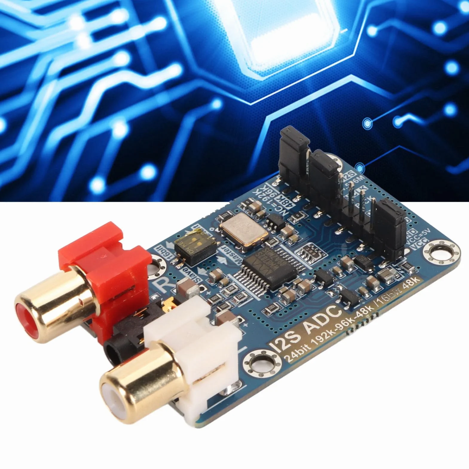 I2S ADC Modul, hochauflösender Analog zu I2S Konverter mit 3,5 mm Eingang, Master/Slave Modi, 24 Bit 192k Unterstützung, PCB Modul für Entwicklungsboards, 1 Stück