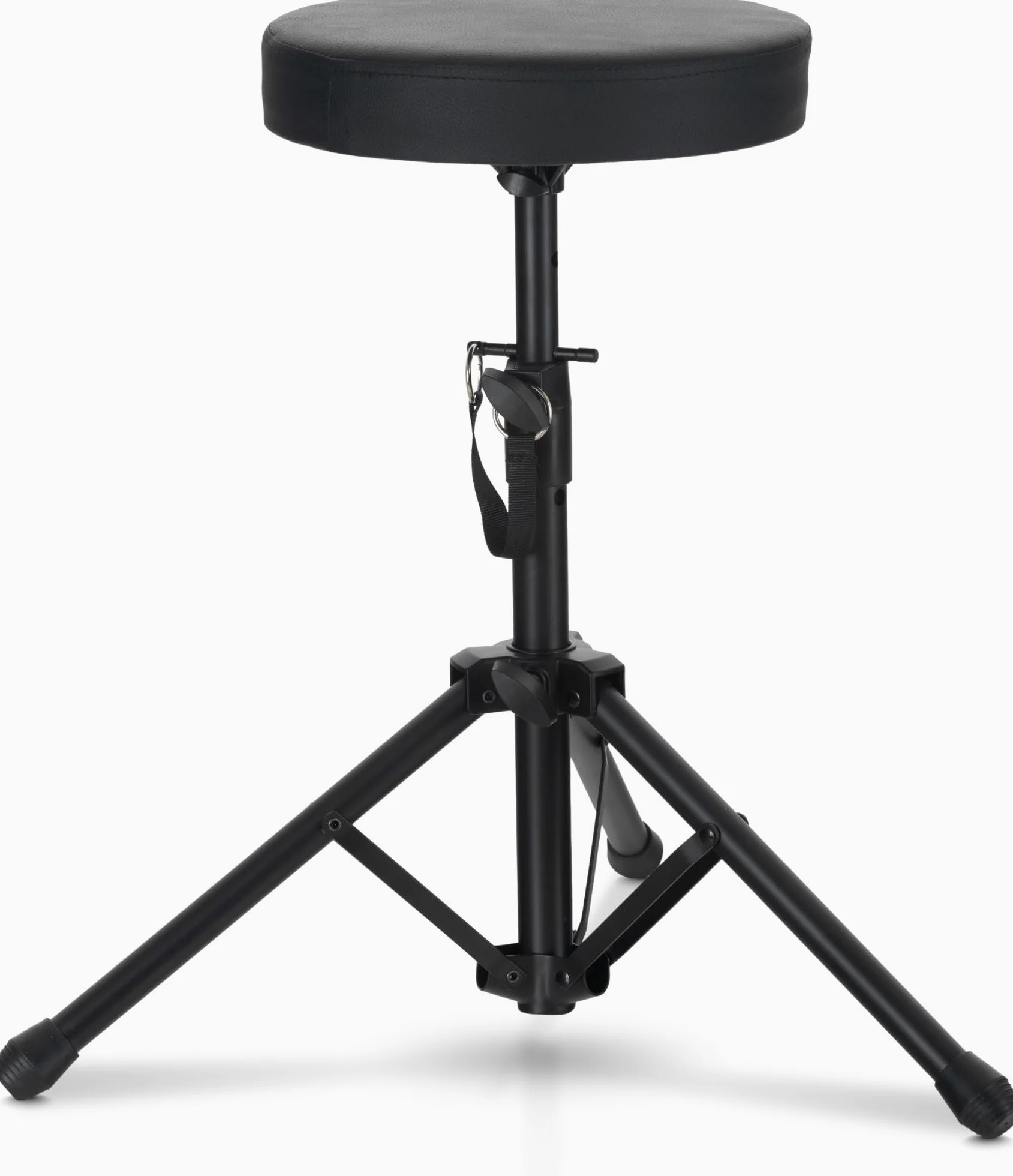 McGrey KD-10 Hocker - Klappbarer Leichter Schlagzeughocker - Höhenverstellbarer Drumhocker mit kompakten Transportmaß - Runde, gepolsterte Sitzfläche - Stabile Stahlrohr-Konstruktion - Schwarz