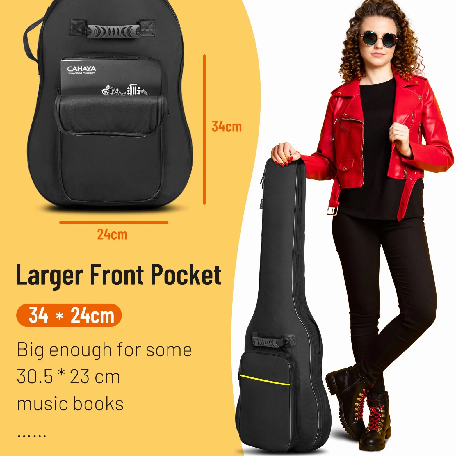 CAHAYA Elektrische Gitarrentasche - Premium Gepolstertes Gigbag - Mode Weicher Gitarrenkoffer Mit Notentasche