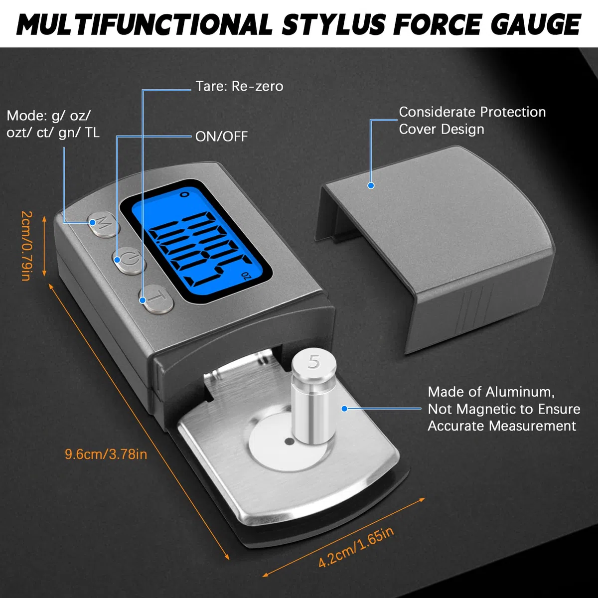 6 Stück Justier und Einstellungsset zur Plattenspieler, USB Plattenspieler Nadel Set, mit Digitaler Tonarmwaage, Azimut, Libelle und Überhangschablone, mit Plattenspieler Ersatznadel, Reinigungsbürste