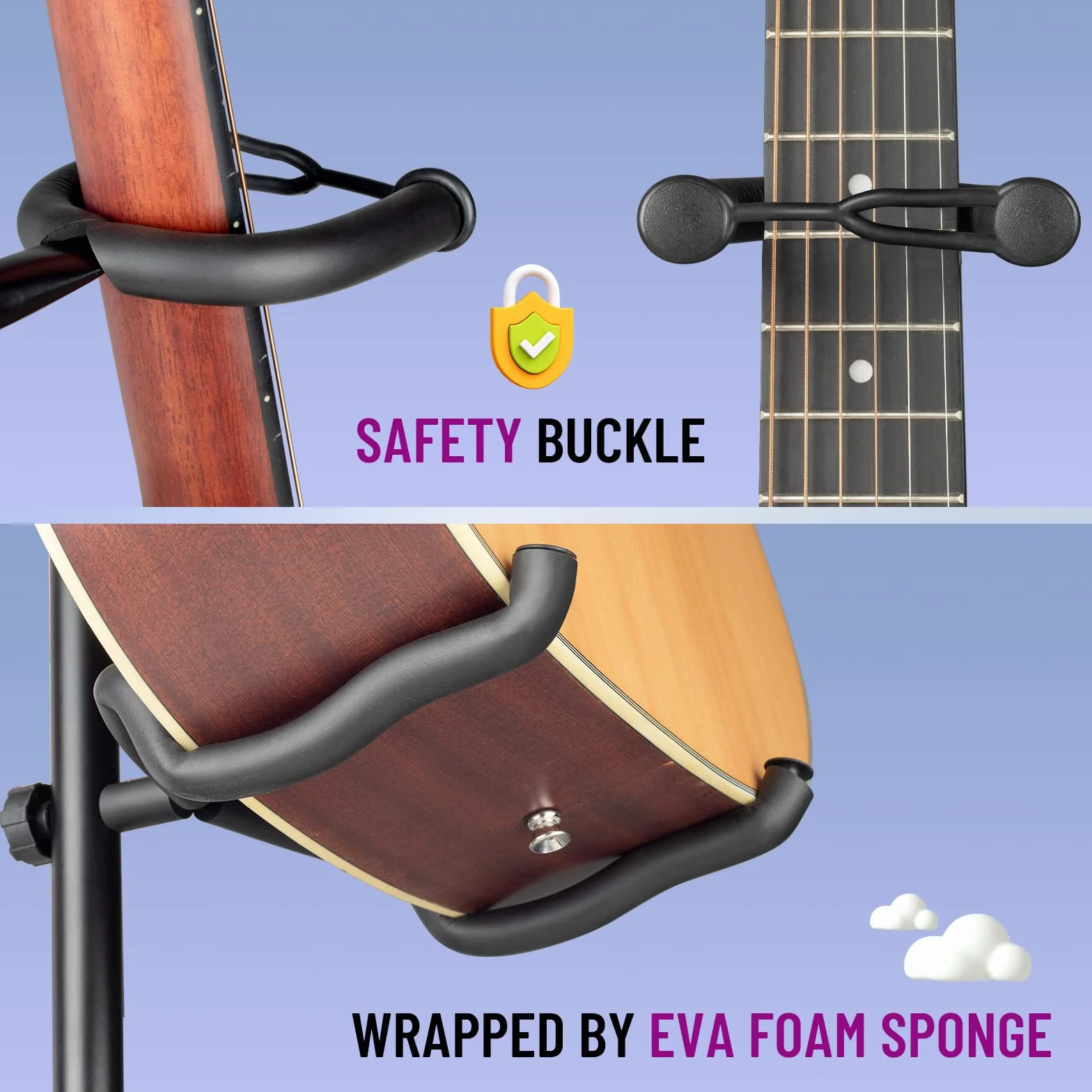 CAHAYA Gitarrenständer Boden für 2 Instrumente mit Halshalterung Verstellbarer klappbarer Universal-Stativ Gitarrenständer für Akustische E-Gitarre Bass Banjos CY0321