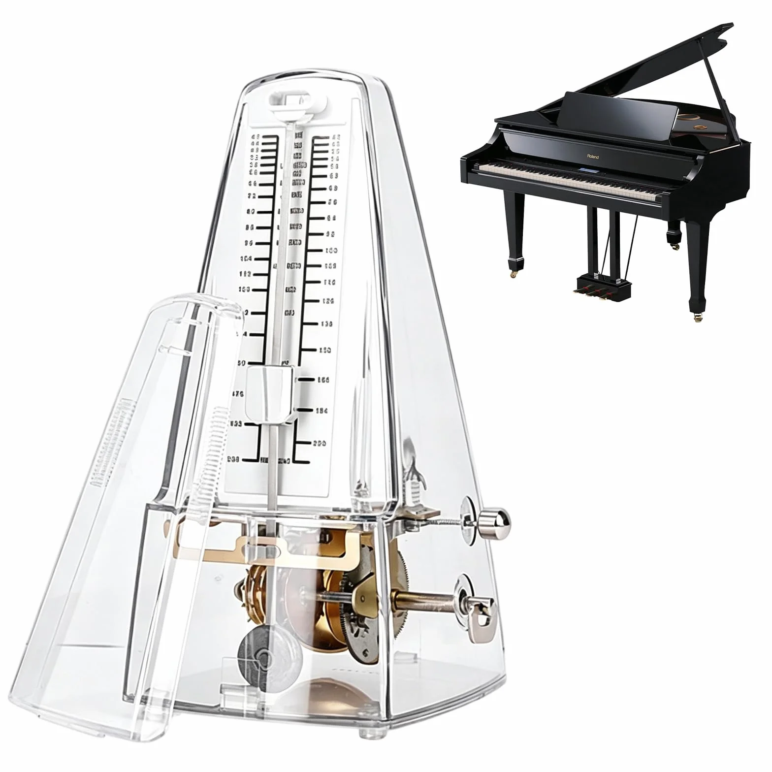 Mechanisches Metronom für Klavier Violine Gitarre Bass, Universales Hochpräzises Metronom, Transparent Hochpräzises Metronom Mechanisches, Lauter Klang, Track Beat und Tempo