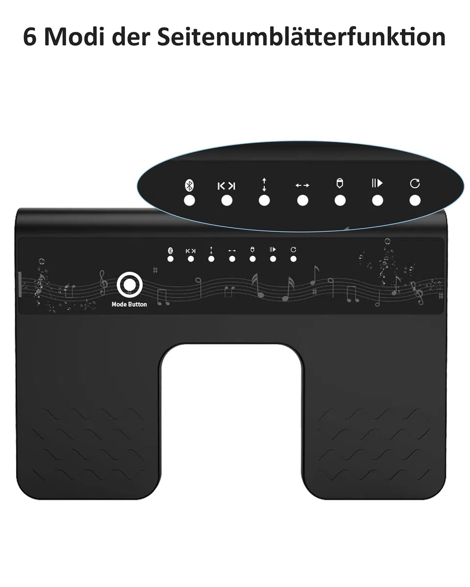 Bluetooth Page Turner Pedal: Bluetooth Fußschalter 6 Modi für Tablets Smartphones wiederaufladbar lautlos Live-Auftritte Konzerte Aufnahmestudios Instrumente Spielen oder Prompten