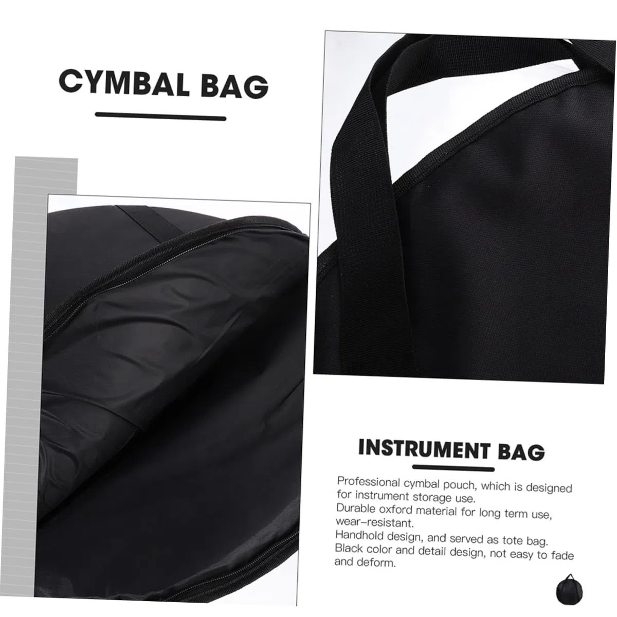 Supvox Beckentasche Instrumenten-Tragetasche Aus Oxford-Material Runde Instrumententasche Mit Handgriff Zur Aufbewahrung Und Zum Transport Für Schlagzeug Schwarze Tasche 52.00 Cm