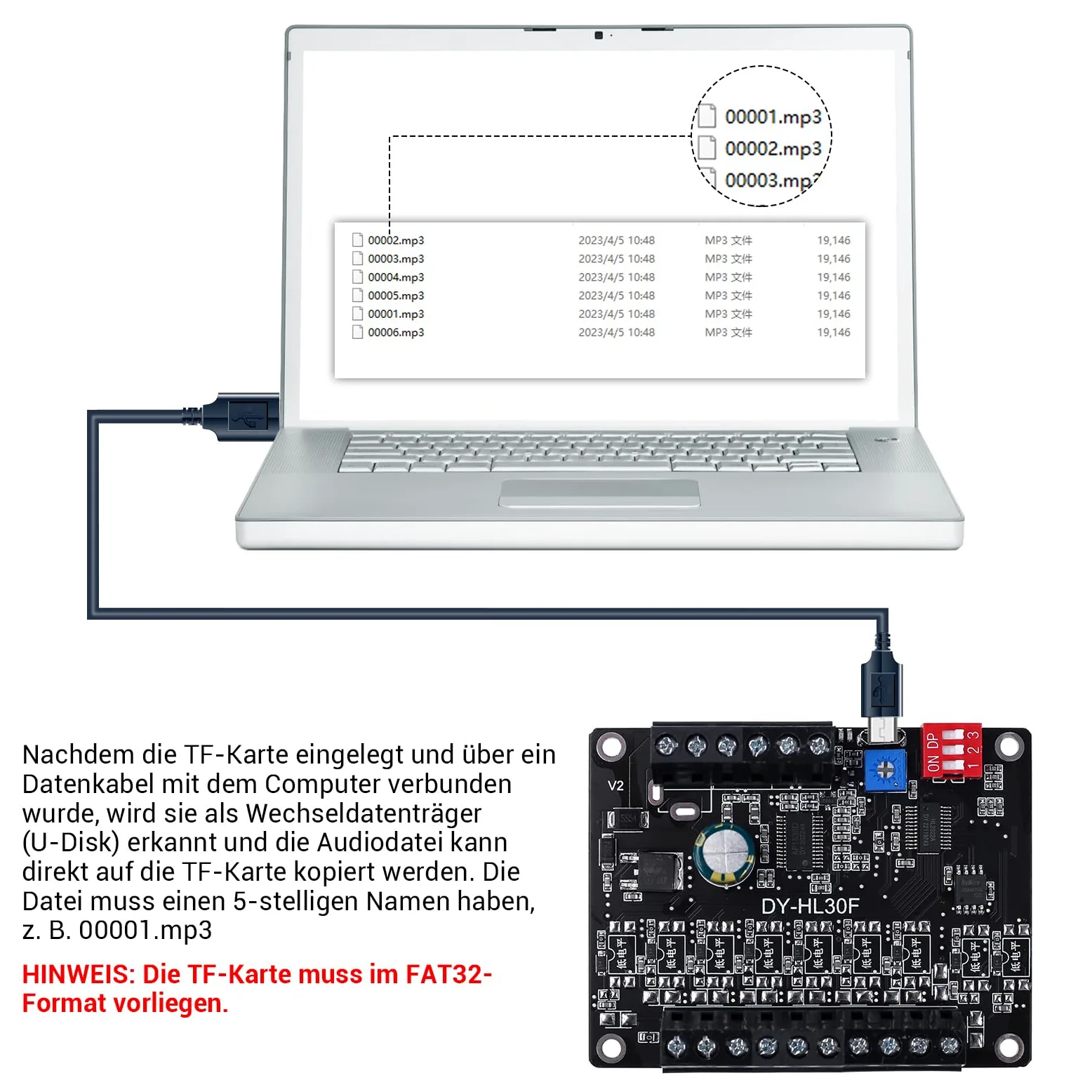DONGKER Sprachwiedergabemodul, DC 9-24V, 30W Sprachübertragungsgerät, 9 Trigger Schnittstellen, 8 I/O Trigger Modi, Musik Player, integrierter 64Mbit Flash Speicher Sprachmodul