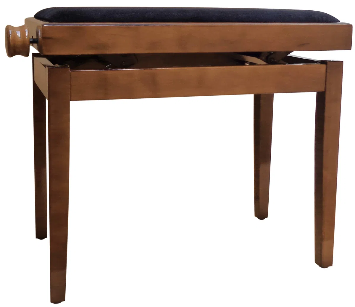 MSA KLAVIERBANK - PIANOSTUHL - KLAVIERHOCKER - PIANOBANK - WALNUSS BRAUN - POLSTERUNG SCHWARZ - HÖHENVERSTELLBAR - SITZFLÄCHE 36cm x 56cm - KL3