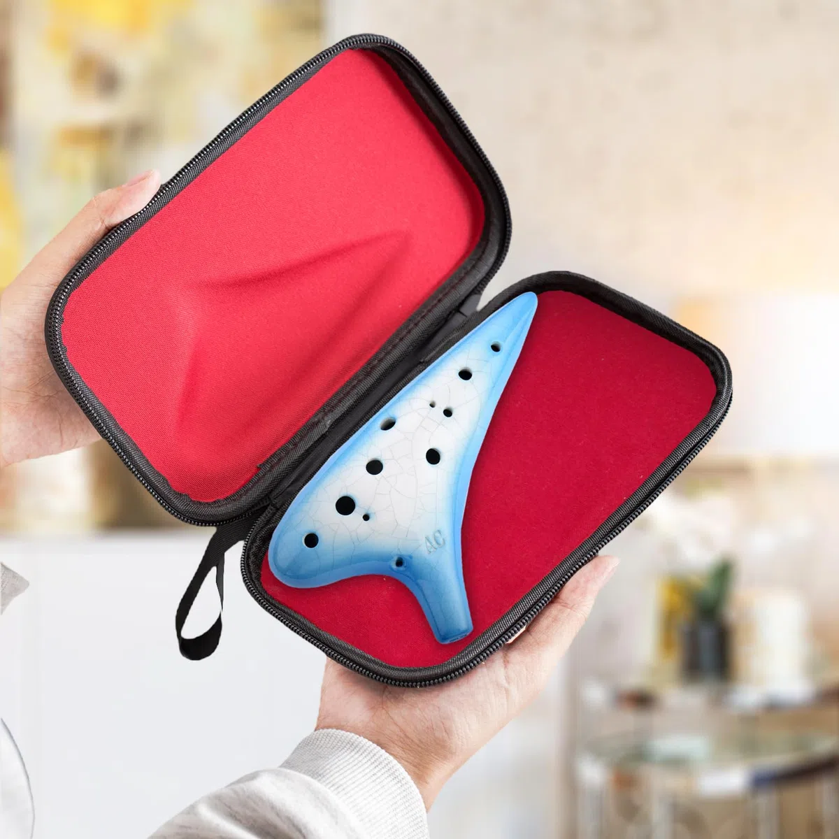 AFE 12 Loch Alto C Okarina Keramik Ocarina mit einer schützenden Tasche und Songbooks Gradient Blue