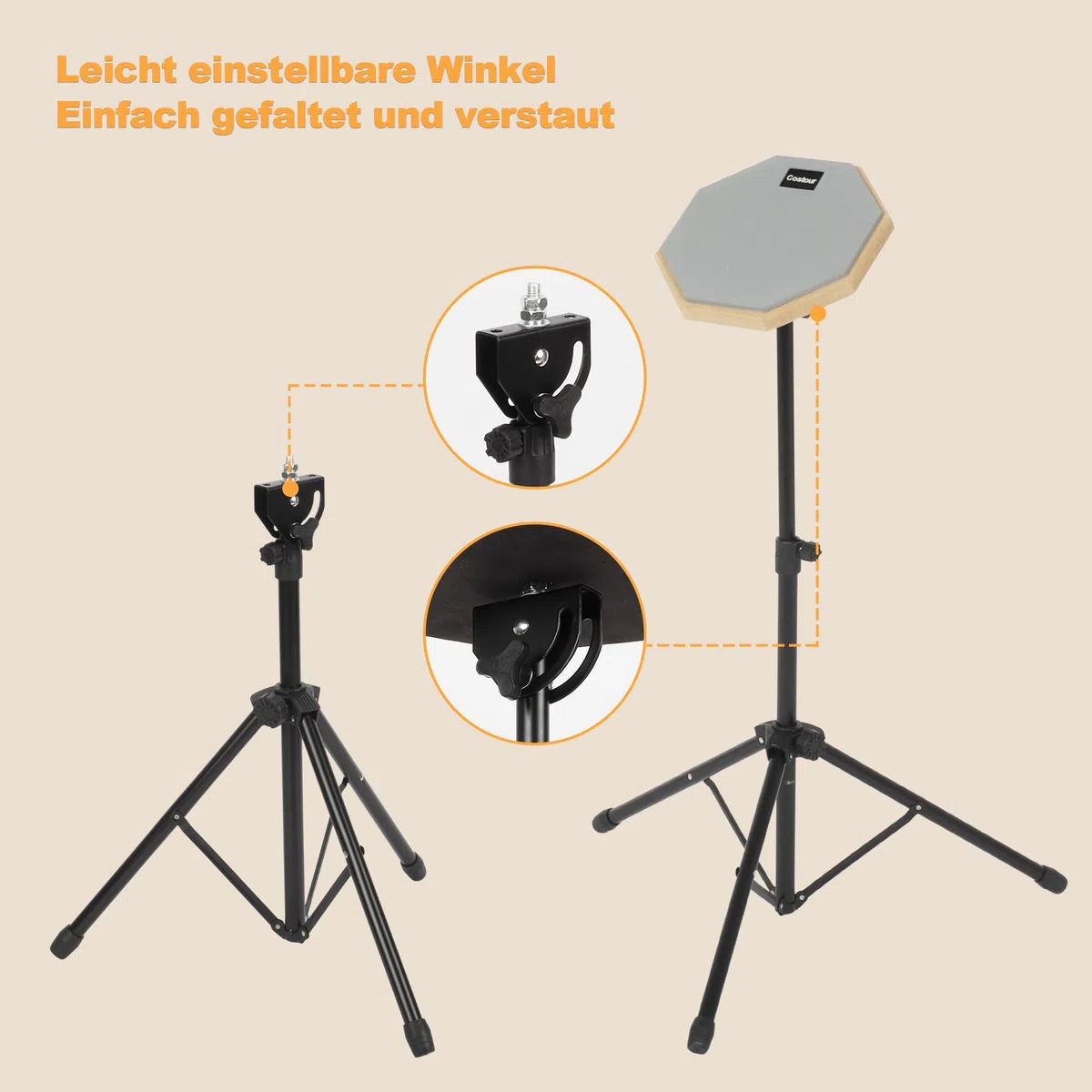 Gummi Drum Practice Pads übungspad kit 55-90cm Verstellbarer Bügel 8 Zoll schlagzeug Übungspad Drum Pad Set Mit Ständer Schlagzeug Sticks Aufbewahrungstasche für Schlagzeugern Anfängern