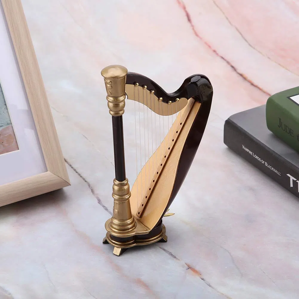 Mini Harfe, Hölzerne Miniatur Harfe Replik Harp Instrumente Musikinstrumente Modell mit Geschenken Case Instrument Model Musikgeschenke Ornamente