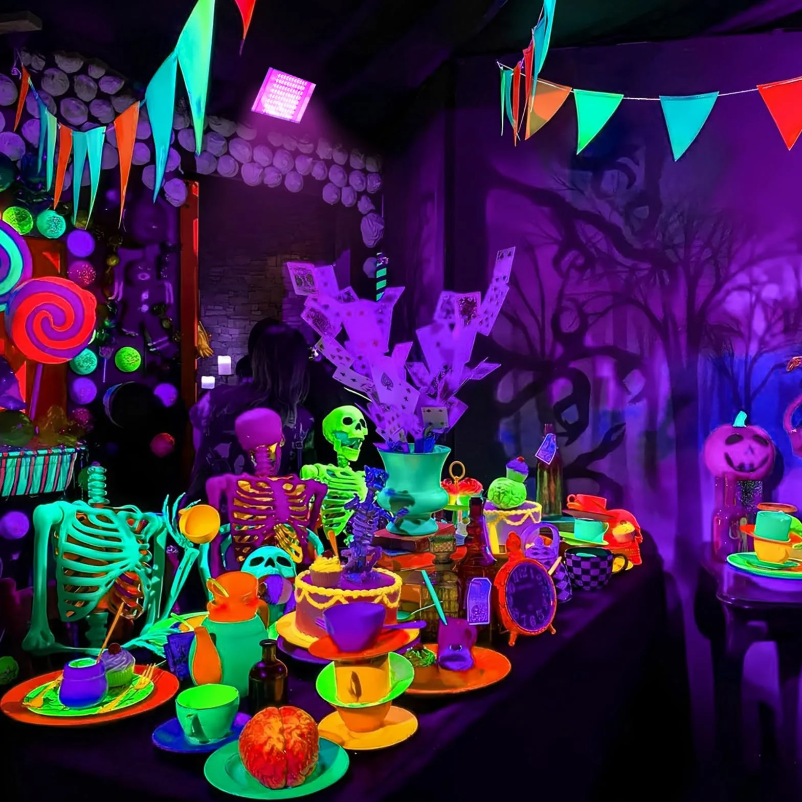 GKT 100W LED Schwarzlicht, Schwarzlicht Strahler, IP66 Wasserdichtes, schwarzlichtlampe mit Stecker, Passend für Halloween, Körpermalerei, Fluoreszierende Poste, Party Deko, Weihnachten