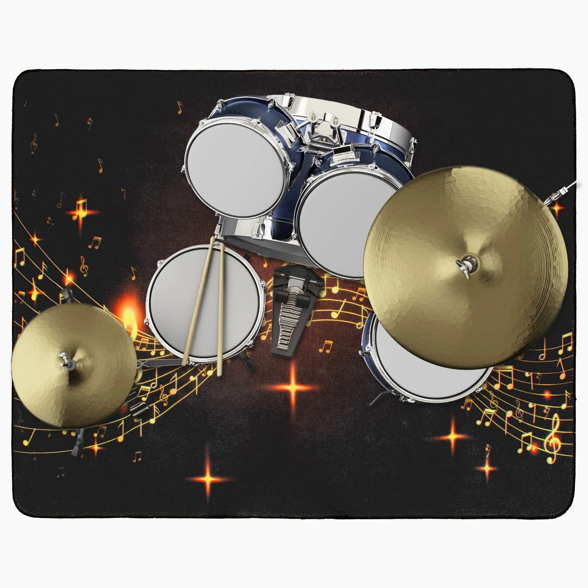 OUUTMEE Schlagzeugteppich Drum Teppich Musiksymbolmuster 152x122cm | Rutschfeste Trommelmatte, schalldämmende Unterlage, elektronisches Schlagzeug-Übungspad