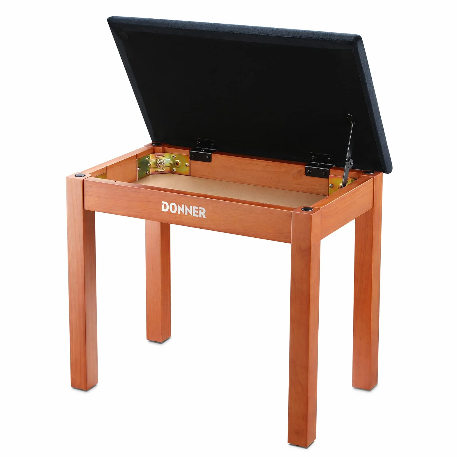 Donner Klavierbank mit Stauraum, Massivholz-Keyboardbank, Klavier-Bücherregal, Hocker, Stuhl, Sitz mit hochdichtem Wildlederkissen, Holz-Finish-Farbe