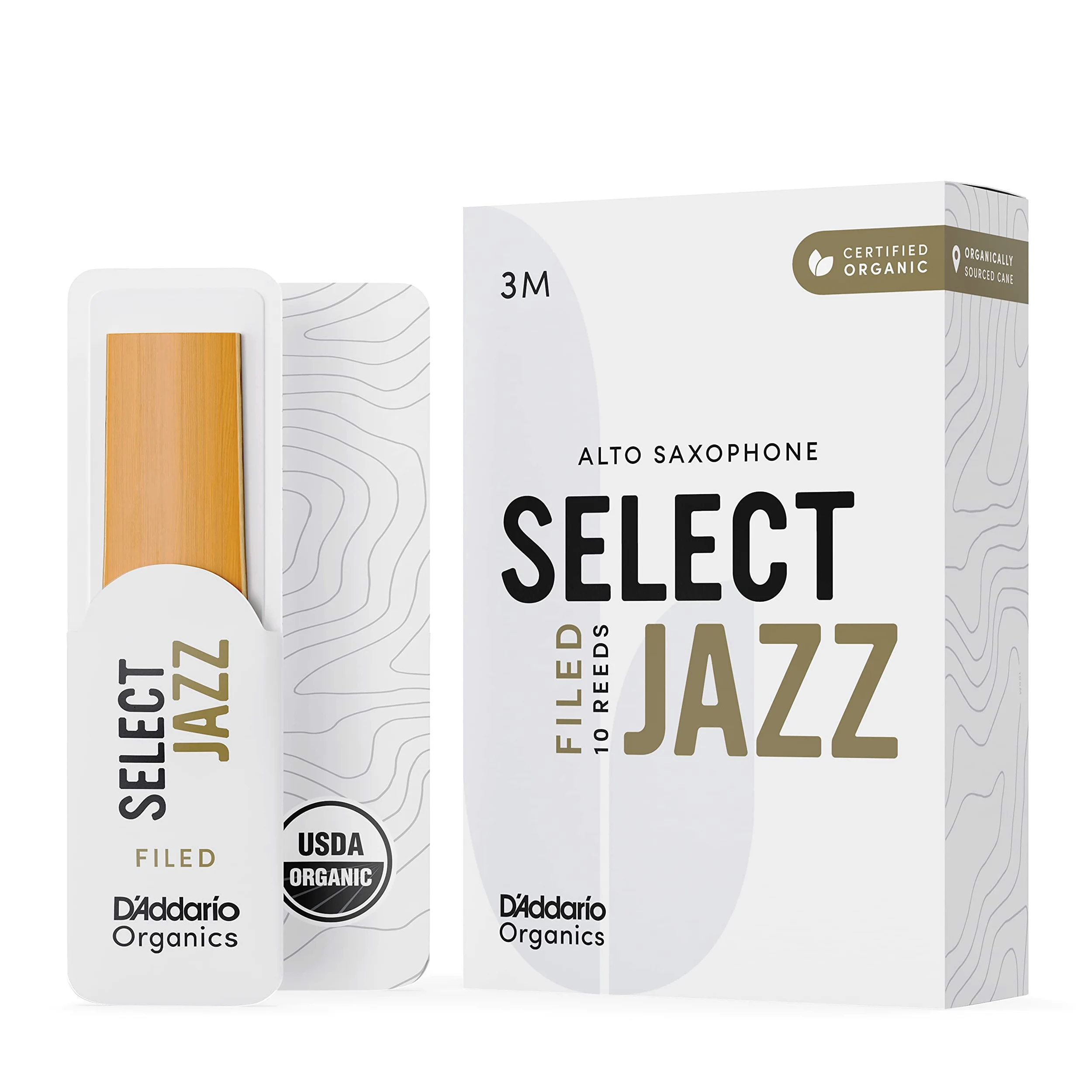 D'Addario Organisch Select Jazz Filed Alto Saxophon-Stimmzungen - Saxophonrohre - 3 Mittel, 10 Packung