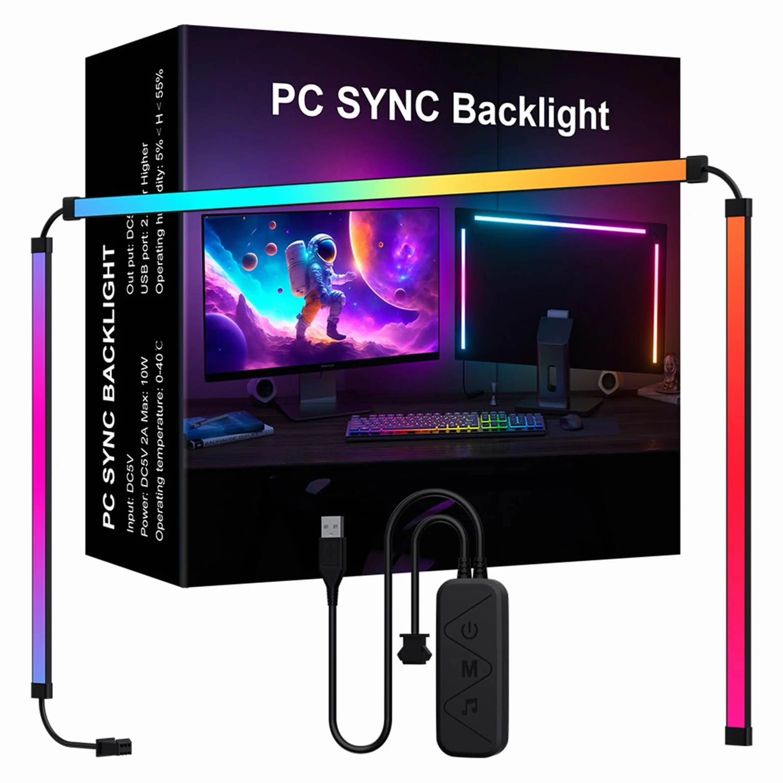 Tnfeeon RGB-LED-Lichtleiste, Flexible Silikon-Umgebungsbeleuchtung für Spielzimmer und Heimkino, Dynamischer Farbwechsel mit Controller, 5050RGB-Hintergrundbeleuchtung für TV und PC (24 Zoll) (24