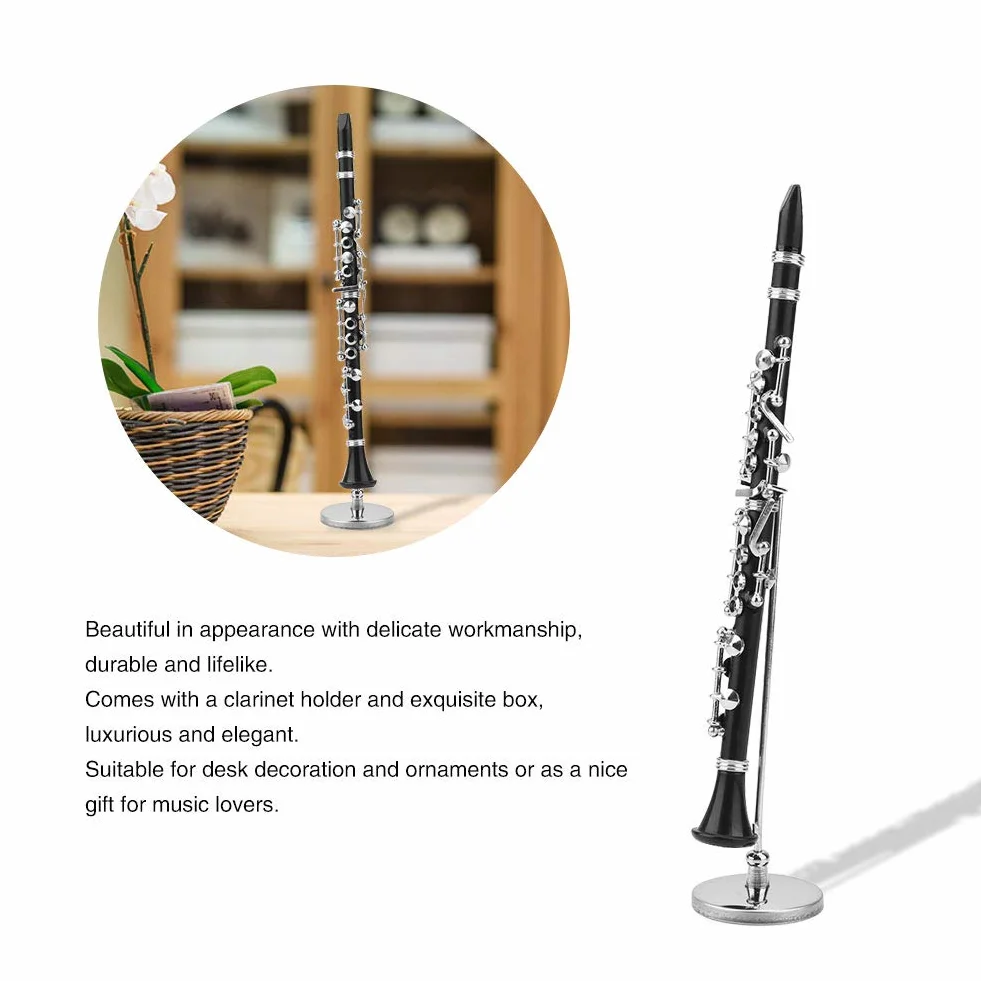 16 Cm Großes Mini-C-ET-Modell, Klarinette, Musikinstrument, Ornamente, Bass-Blasinstrumente, Dekoration, Display, Klarinette, Miniatur-Fälschung, mit Ständer und Etui,