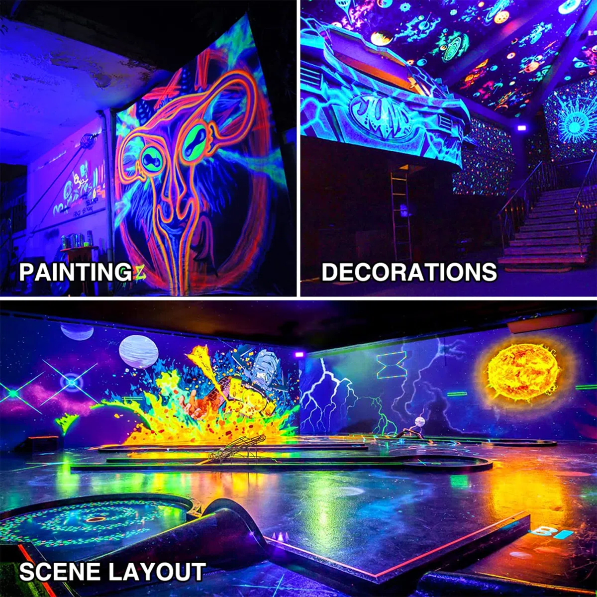 Onforu 100W LED Schwarzlicht Strahler, UV Fluter mit Stecker, IP66 Wasserdicht Schwarzlichtlampe, Fluoreszenz Blacklight mit Schalter, UV Scheinwerfer Partylicht für Bar, Neonfarben, Party Deko