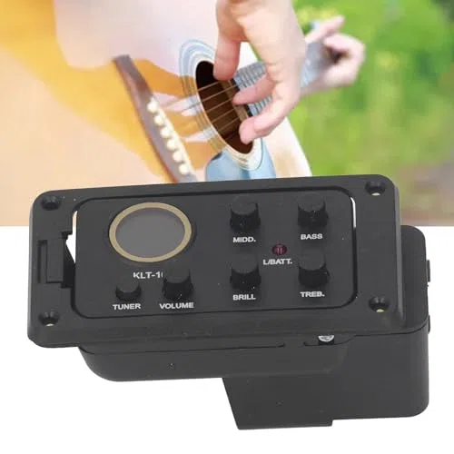 Akustisk Gitarr Förförstärkare med 4-Band EQ Equalizer, Piezo Pickup, LCD-Display för Förbättrad Tonstyrning