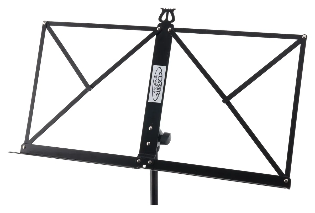 Classic Cantabile Notenständer Heavy Set - schwere Ausführung - Aufstellhöhe: 58-122 cm - Notenauflage: 46,5 x 23 cm - inkl. Ablagebox - schwarz