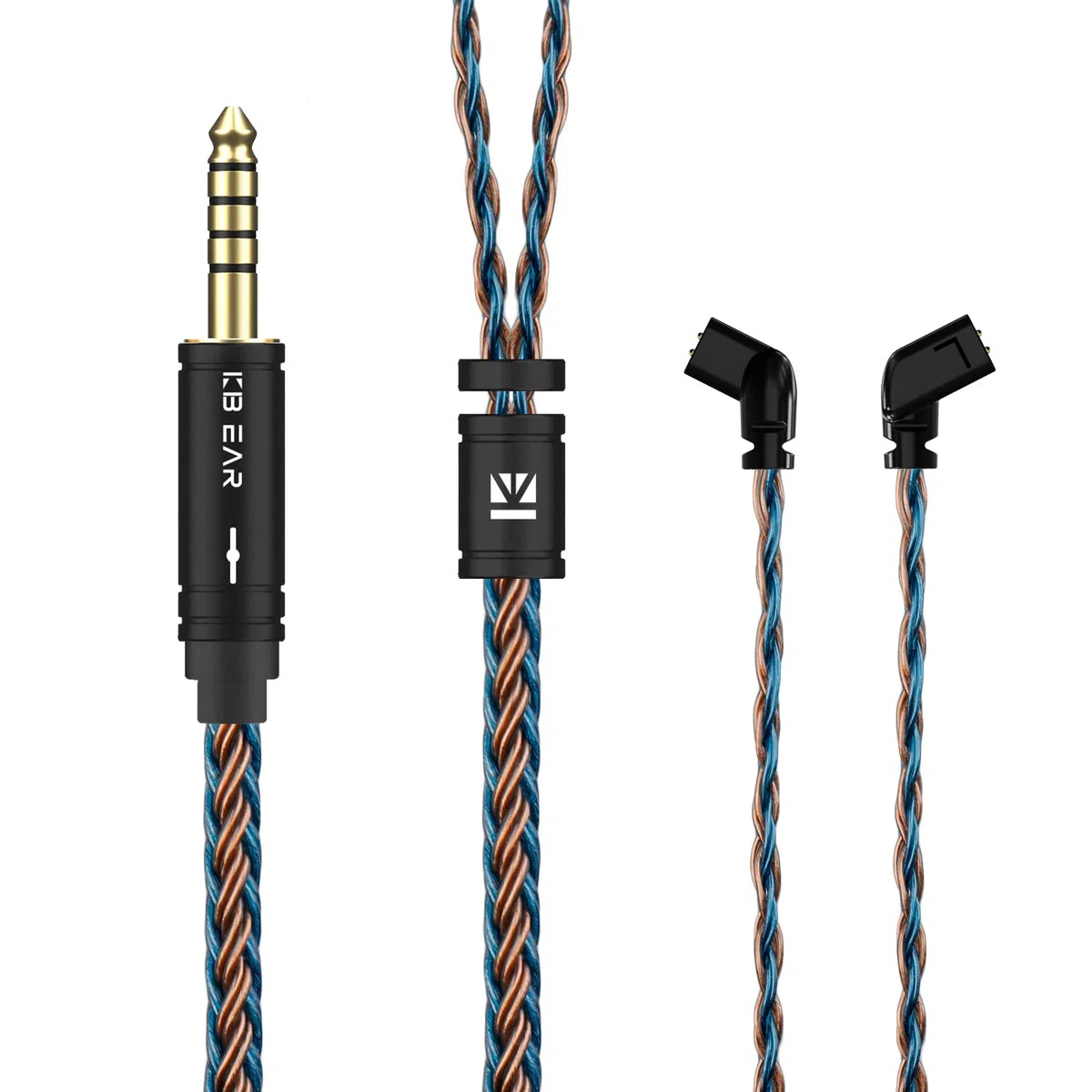 KBEAR ST16 HiFi-In-Ear-Monitor-Upgrade-Kabel, 5N-Einkristall, mit Splitter, IEM-Kopfhörer-Wechselkabel, QDC für ZSN PRO, ZSN PRO X, ZS10 PRO, ZS10 PRO X, AS16PRO, PR2 (4,4 mm QDC, braun und blau)