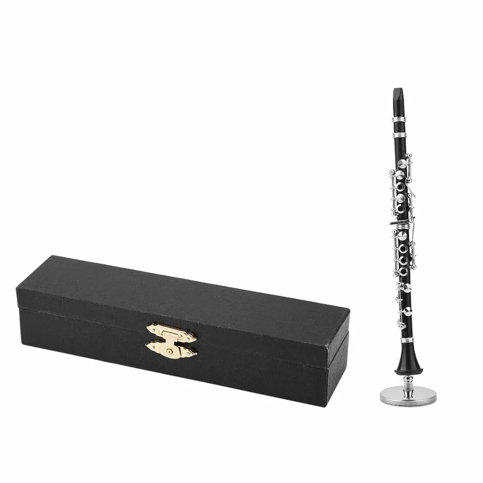 16 Cm Großes Mini-C-ET-Modell, Klarinette, Musikinstrument, Ornamente, Bass-Blasinstrumente, Dekoration, Display, Klarinette, Miniatur-Fälschung, mit Ständer und Etui,