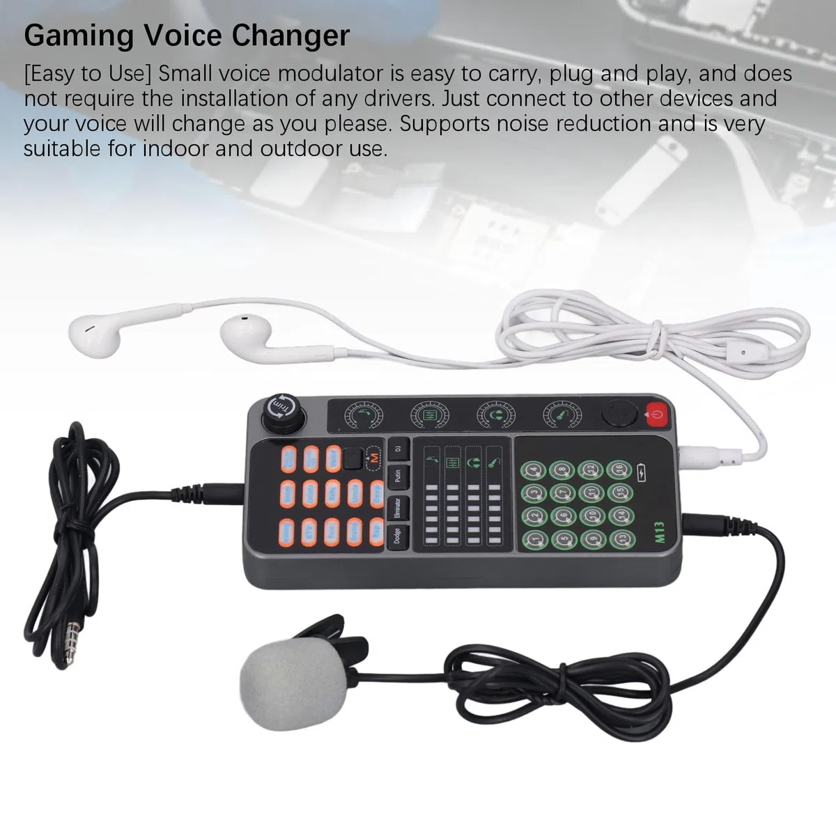 Tragbare Handheld-Sprachverzerrer, Live-Soundkarte mit Sound, Multifunktionale Effektmaschine, Sprachverzerrer mit Bluetooth für Telefon, PC, Laptops, YouTube, TikTok, NS,