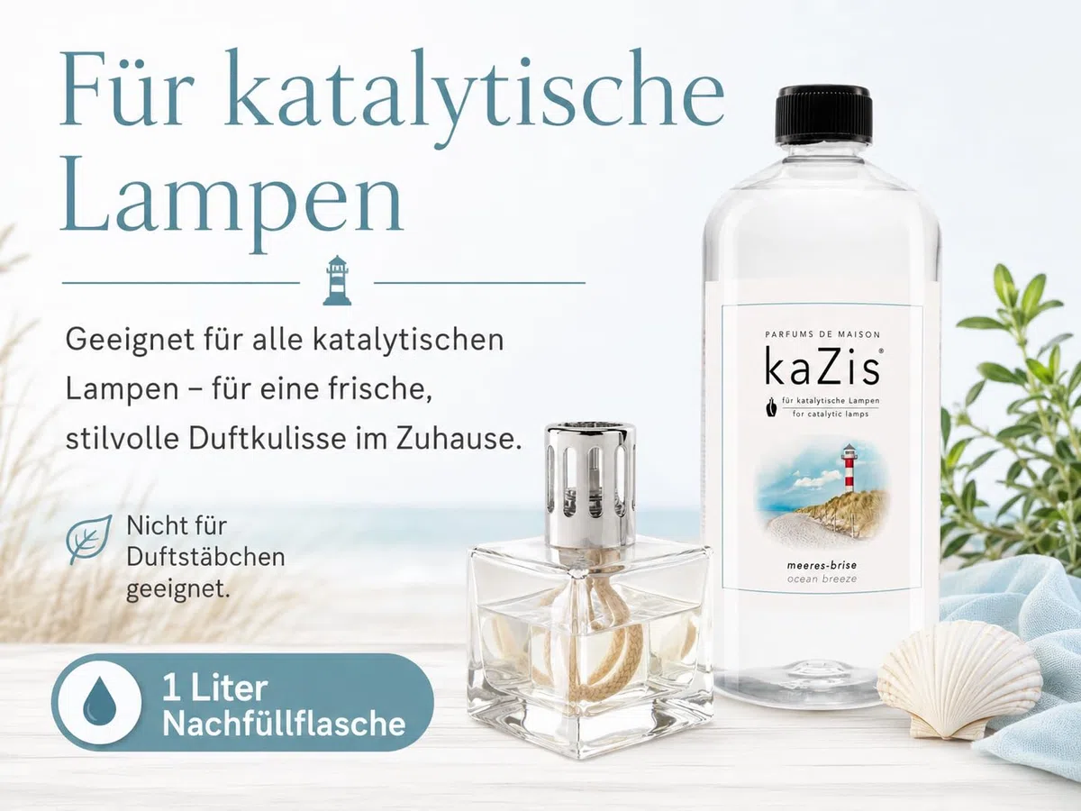 kaZis® Ocean Breeze – Meeresbrise | 1 Liter Nachfüllflüssigkeit für katalytische Duftlampen | Frischer Ozean-Duft | Made in Germany